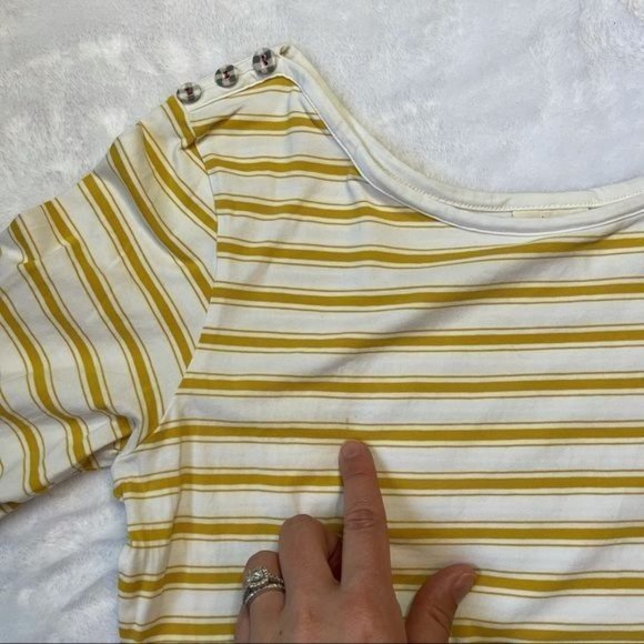 Matilda Jane Women's 3/4 Sleeves Striped Sunny Mustard Boat Neck Tee Size Large - Picture 4 of 8